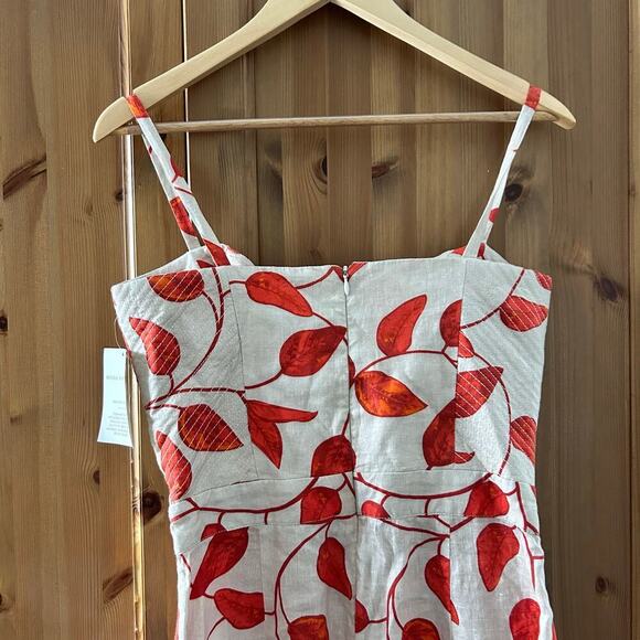 NWT Johanna Ortiz Desirade Dress Midi Sleeveless Cutout Womens 6 Date Leaf Print - Picture 13 of 16